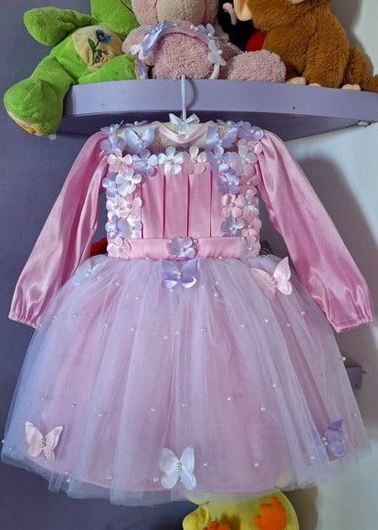 Vestido Infantil Jardim Encantado Manga Longa