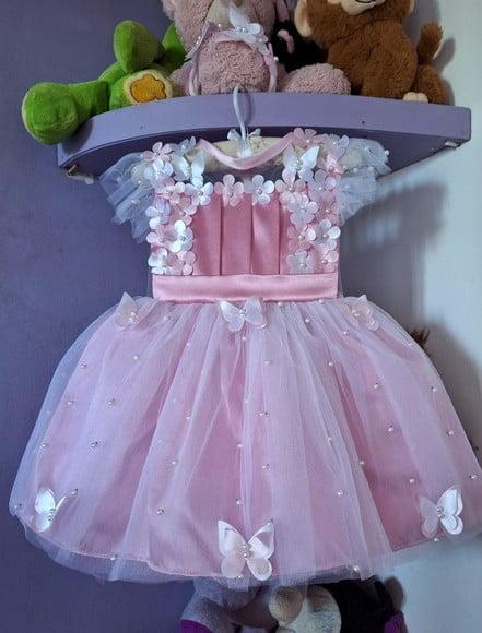 Vestido Infantil Jardim Encantado Rosa