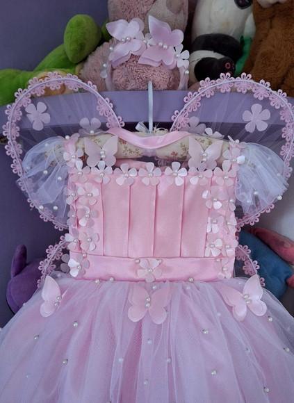 Vestido Infantil Jardim Encantado Rosa +asa+faixa