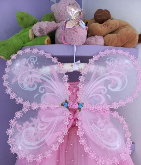 Vestido Infantil Jardim Encantado Rosa+asa+faixa