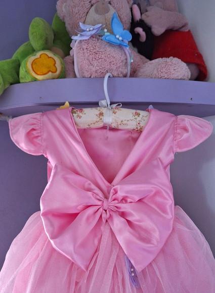 Vestido Infantil Jardim Encantado Rosa+asa+faixa