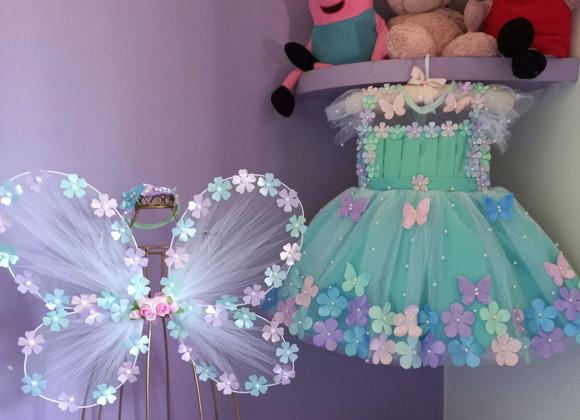 Vestido Infantil Jardim Encantado Verde+asa Tam4ao6