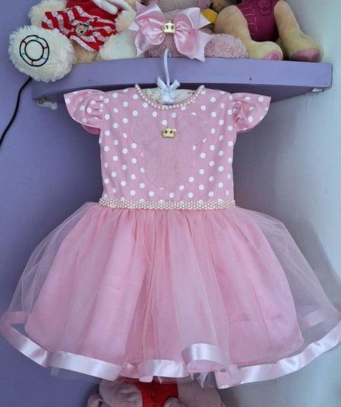 Vestido Infantil Minnie Princesa com Faixa