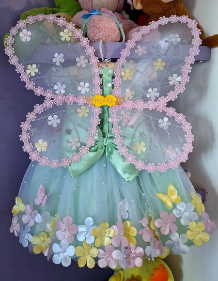Vestido Infantil Jardim Encantado Verde+asa+faixa