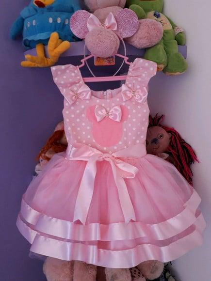 Vestido Infantil Minnie com Tiara