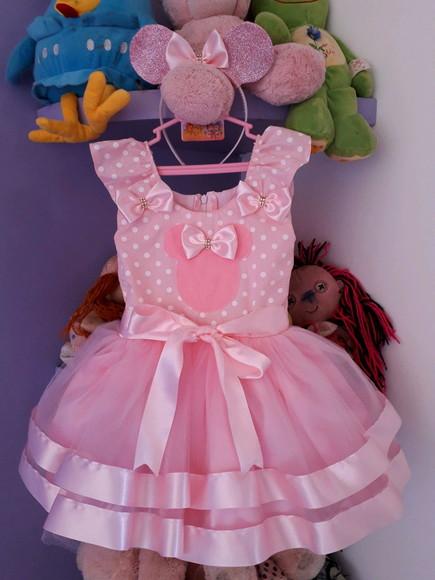 Vestido Infantil Minnie com Tiara