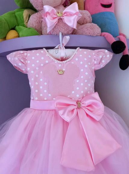 Vestido Infantil Minnie Princesa com Faixa