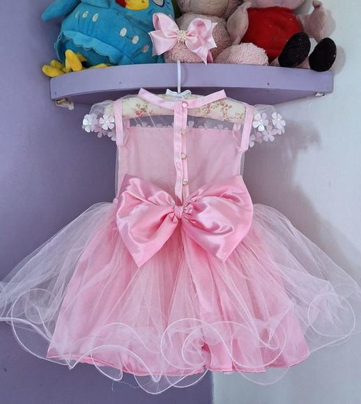 Vestido Infantil Minnie Rosa com Faixa