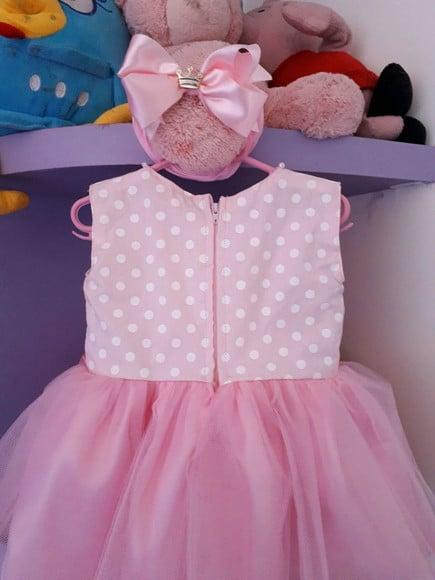 Vestido Infantil Minnie Rosa com Faixa