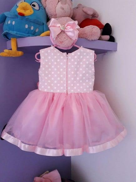 Vestido Infantil Minnie Rosa com Faixa