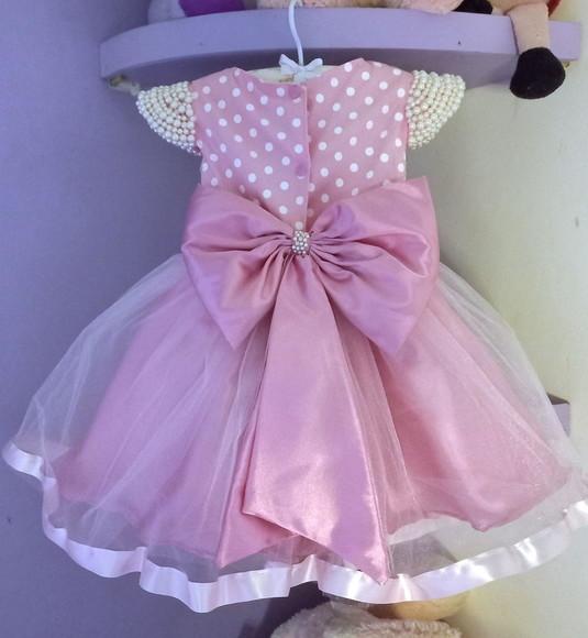 Vestido Infantil Minnie Rosa com Faixa