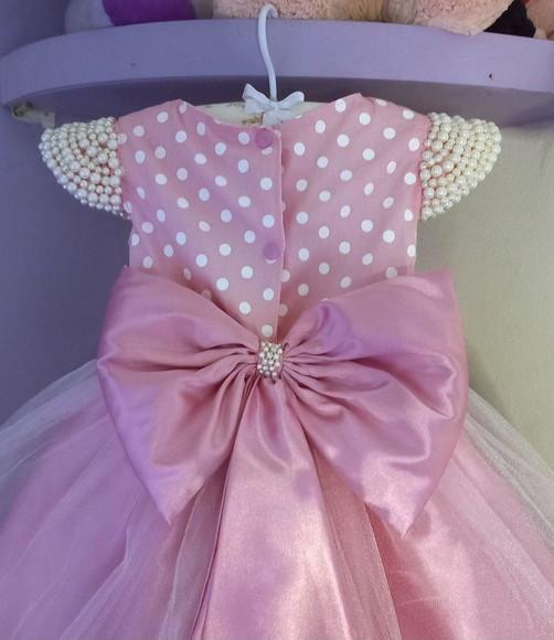 Vestido Infantil Minnie Rosa com Faixa