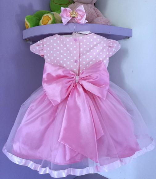 Vestido Infantil Minnie Rosa com Faixa