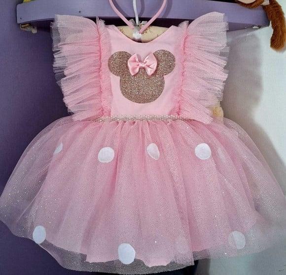 Vestido Infantil Minnie Rosa Luxo