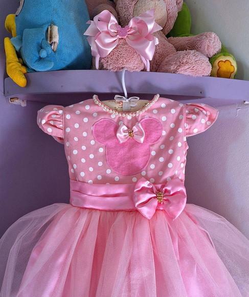 Vestido Infantil Minnie Rosa Luxo