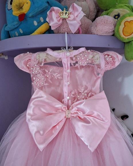 Vestido Infantil Princesa Realeza Rosa