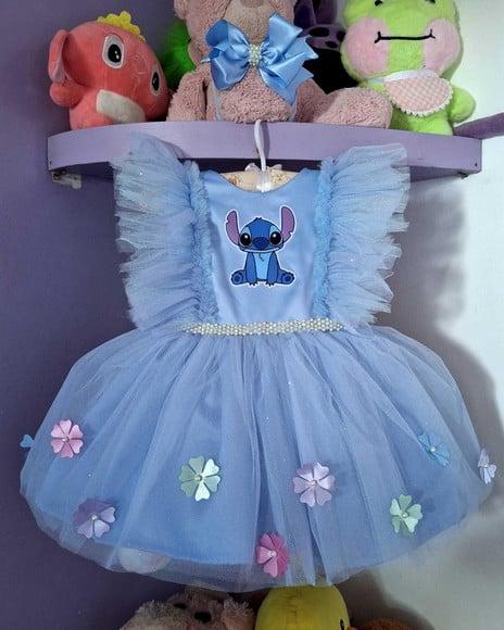 Vestido Infantil Stitch Luxo + Faixa