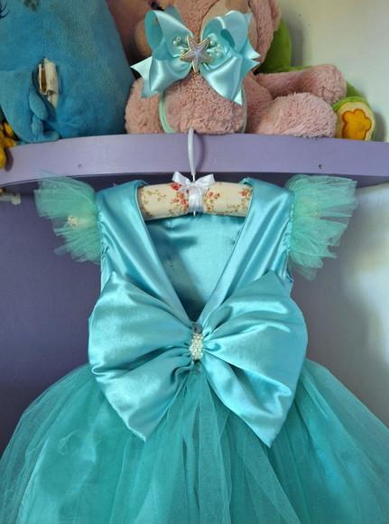 Vestido Infantil Tema Sereia Fundo do Mar