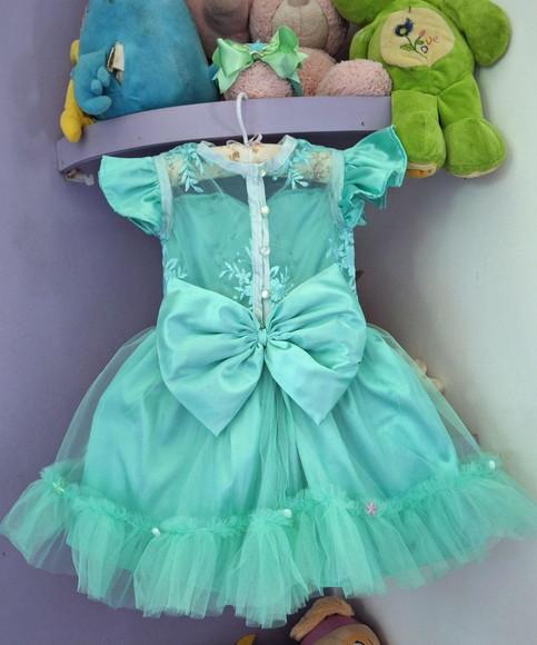 Vestido Infantil Tema Sereia Fundo do Mar