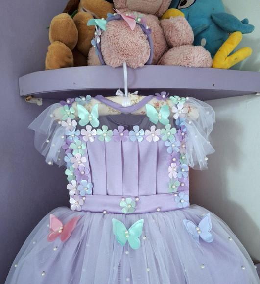 Vestido Jardim Encantado Lilas+ Asa+faixa