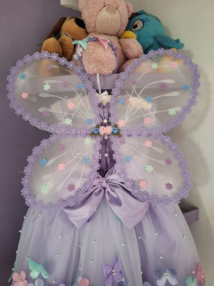 Vestido Jardim Encantado Lilas+ Asa+faixa