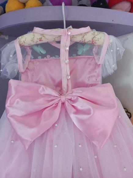 Vestido Jardim Encantado Rosa Luxo+ Asa+faixa