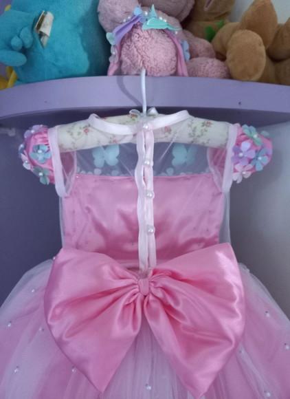 Vestido Jardim Encantado Rosa+ Asa+faixa
