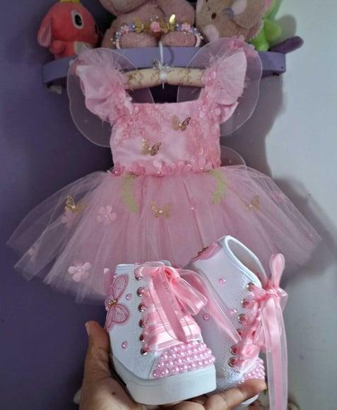 Vestido Jardim Encantado Super Luxo Rosa