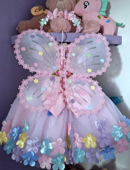 Vestido Jardim Encantado Super Luxo Rosa + Sapatinho