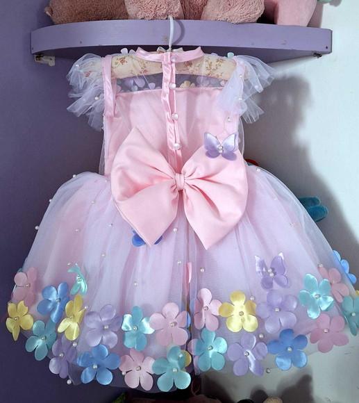 Vestido Jardim Encantado Super Luxo Rosa + Sapatinho