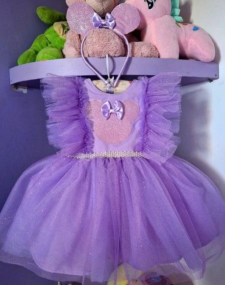 Vestido Minnie Lilas Luxo