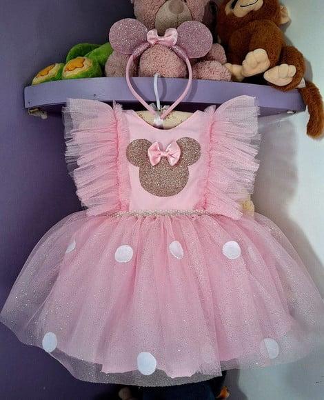 Vestido Minnie Rosa Luxo