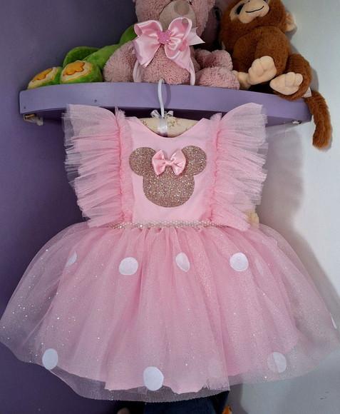 Vestido Minnie Rosa Luxo + Sapatinho