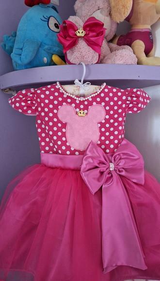 Vestido Minnie Rosa Pink + Faixa
