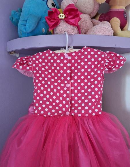 Vestido Minnie Rosa Pink + Faixa