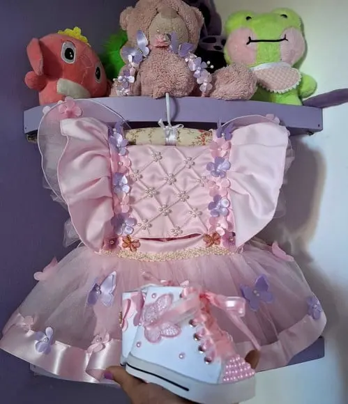 Kit Romper Infantil Jardim Encantado + Tênis + Asa + Faixa