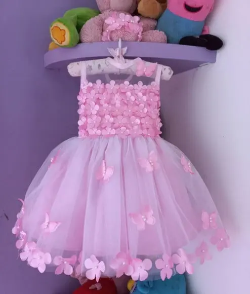 Pedido Personalizado Vestido Jardim Rosa com Manga Curta