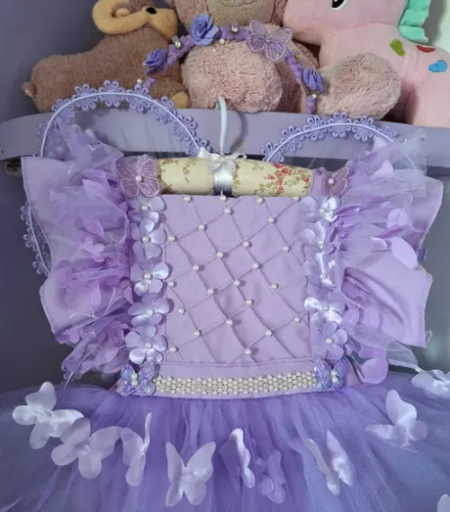 Romper Infantil Jardim Encantado Lilas Luxo + Tênis