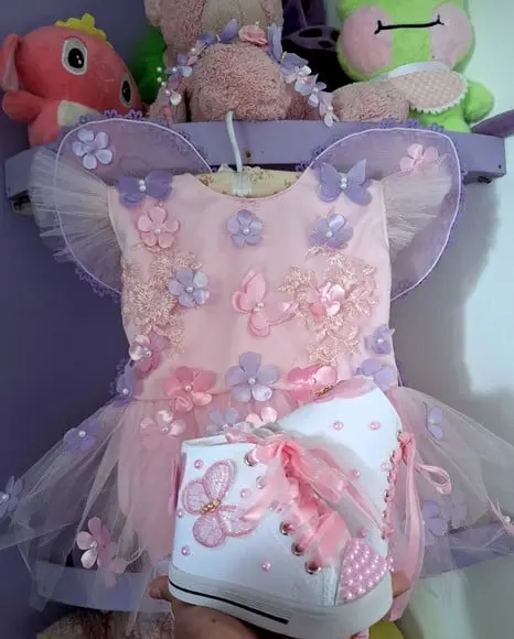 Romper Infantil Jardim Encantado Luxo + Tênis