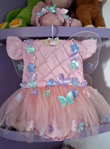 Romper Infantil Jardim Encantado Rosa 3 Peças