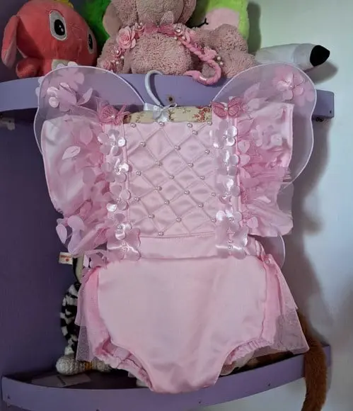 Romper Jardim Encantado Rosa + Asa + Faixa