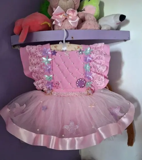 Romper Tema Fundo do Mar Luxo Rosa + Faixa