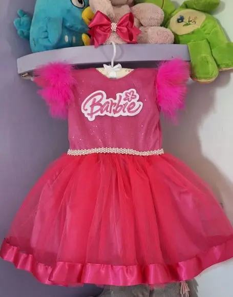 Vestido Infantil Barbie Rosa Luxo