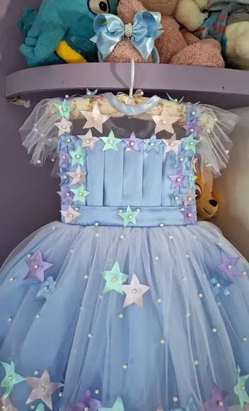 Vestido Infantil Brilha Estrelinha