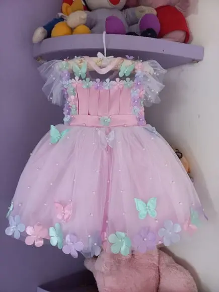 Vestido Infantil Encantado Rosa de Luxo