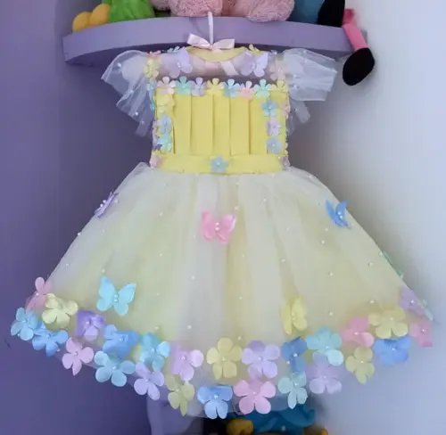 Vestido Infantil Jardim Encantado Amarelo