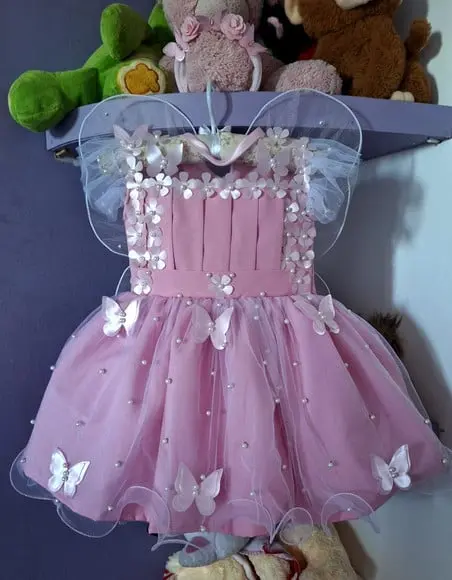 Vestido Infantil Jardim Encantado + Faixa + Asa