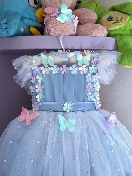 Vestido Infantil Jardim Encantado Azul Bebê