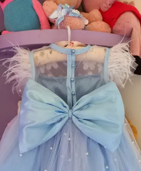 Vestido Infantil Jardim Encantado Azul Bebê Luxo