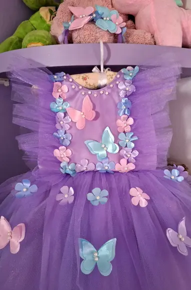 Vestido Infantil Jardim Encantado Lilas